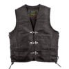 Men Motorcycle Leather Vest Carabiners Closure Side Laced