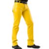 Men 501 Yellow Leather Biker Motorcycle Jeans Pants Trousers Real Leather Pant 5 Pocket