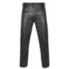 P1-black Men 501 Leather Biker Motorcycle Jeans Pants Trousers Real Leather Pant 5 Pocket