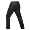 P1-black1 Men 501 Leather Biker Motorcycle Jeans Pants Trousers Real Leather Pant 5 Pocket