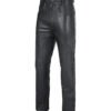 P1-black1a Men 501 Leather Biker Motorcycle Jeans Pants Trousers Real Leather Pant 5 Pocket