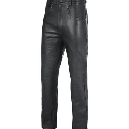 Men 501 Leather Biker Motorcycle Jeans Pants Trousers Real Leather Pant 5 Pocket