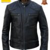 Men's Cafe Racer Slim Fit Jacket David Beckham Black Lambskin Leather Jacket