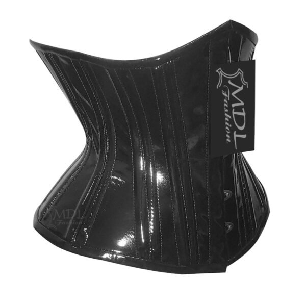Woman Steel Boned Black Pvc Underbust Corset C19P