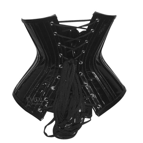 Woman Steel Boned Black Pvc Underbust Corset C19P