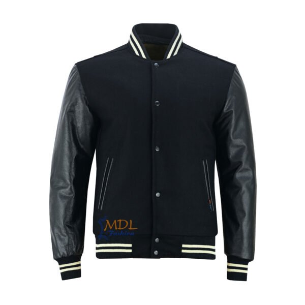 Varsity-Jacket-Black-Cream MDL FASHION Varsity Jacket Black Cream