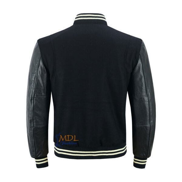 MDL FASHION Collage Varsity Jacket Black / Cream Lines