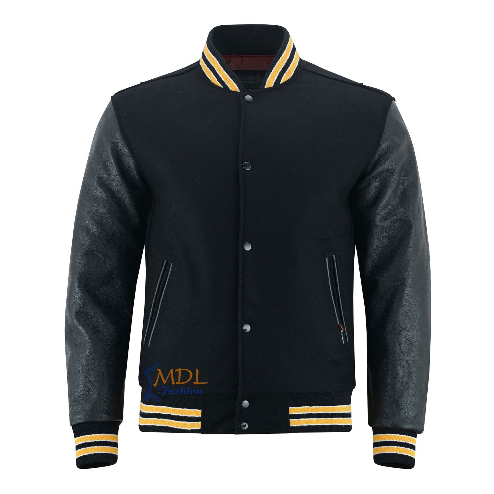 Varsity-Jacket-Black-Gold MDL FASHION Collage Varsity Jacket Black/Gold/White