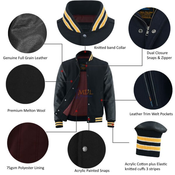 MDL FASHION Varsity Jacket Black Gold