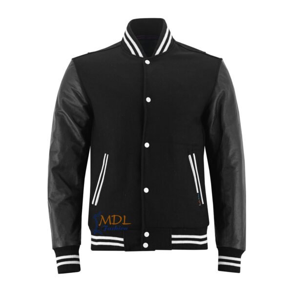 MDL FASHION Collage Varsity Jacket Black / White Lines