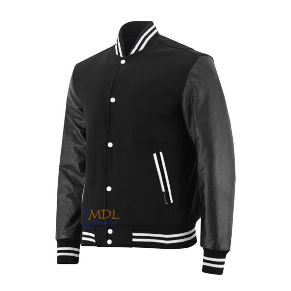 MDL FASHION Collage Varsity Jacket Black / White Lines