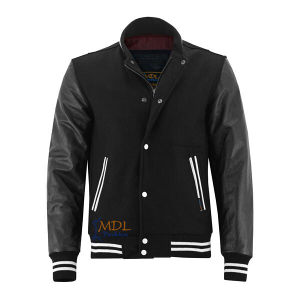 MDL FASHION Collage Varsity Jacket Black / White Lines