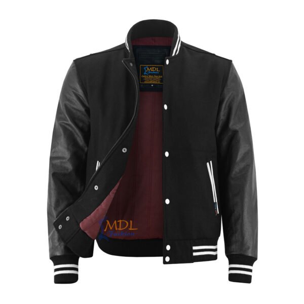 MDL FASHION Collage Varsity Jacket Black / White Lines