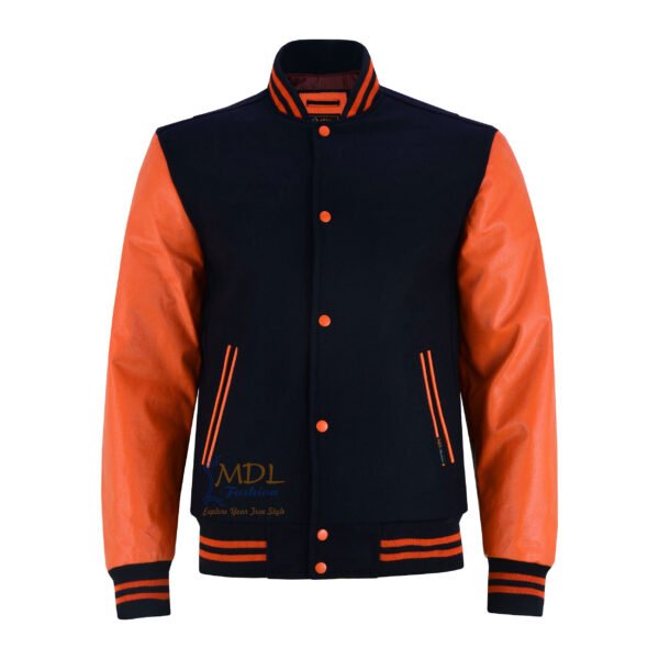 Varsity-jacket-BO MDL FASHION Varsity Jacket Black Orange