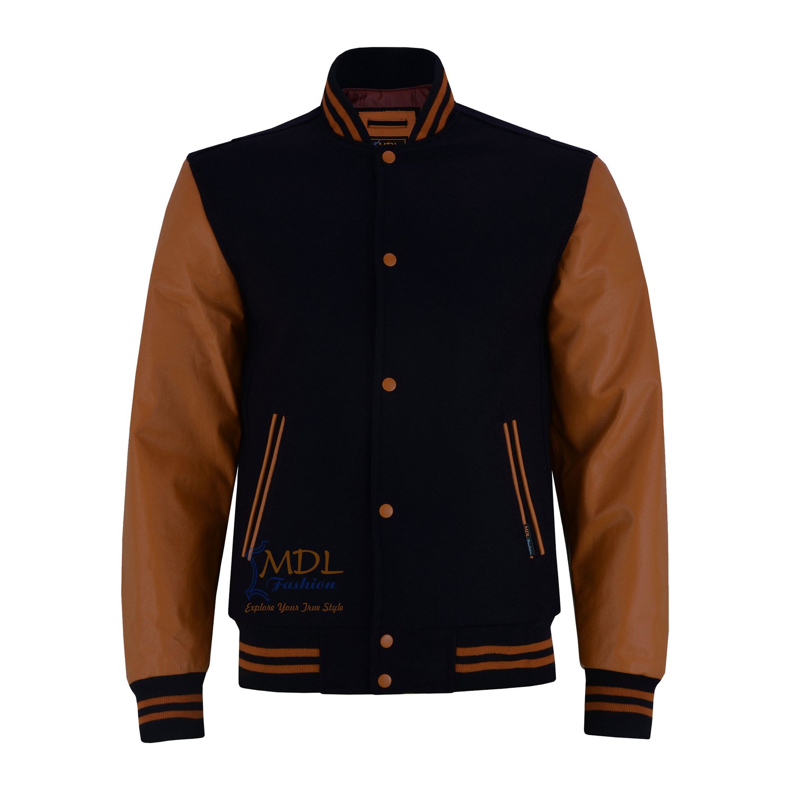 Varsity-jacket-black-brown MDL FASHION Varsity Jacket Black Brown
