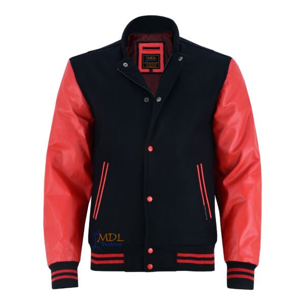 MDL FASHION Varsity Jacket Black Red