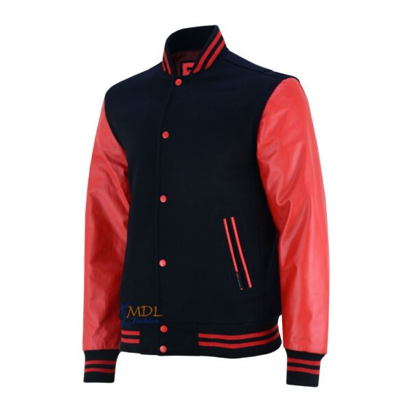 MDL FASHION Varsity Jacket Black Red