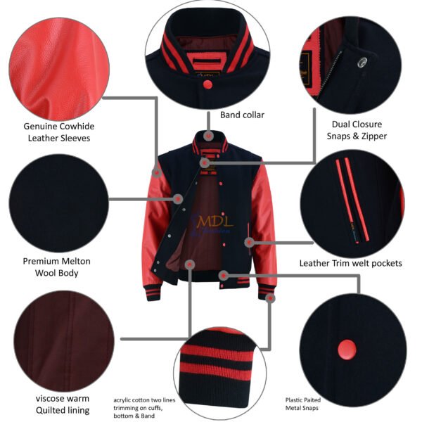 MDL FASHION Collage Varsity Jacket Black/Red