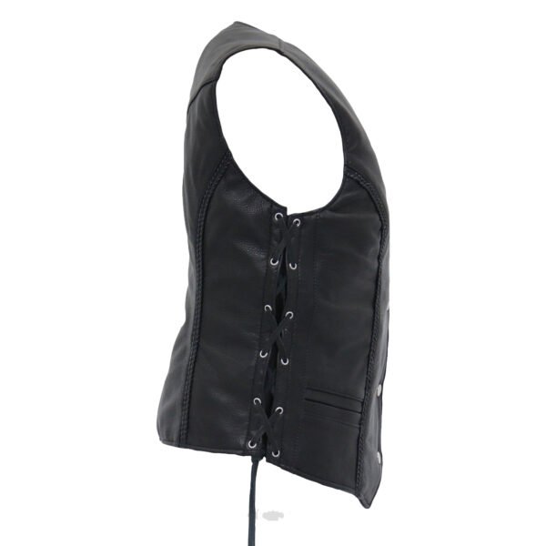 Women's Leather Vest Braided Side Laced #W1