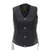 Women's Leather Vest Motorcycle Side Laced Vest #W3