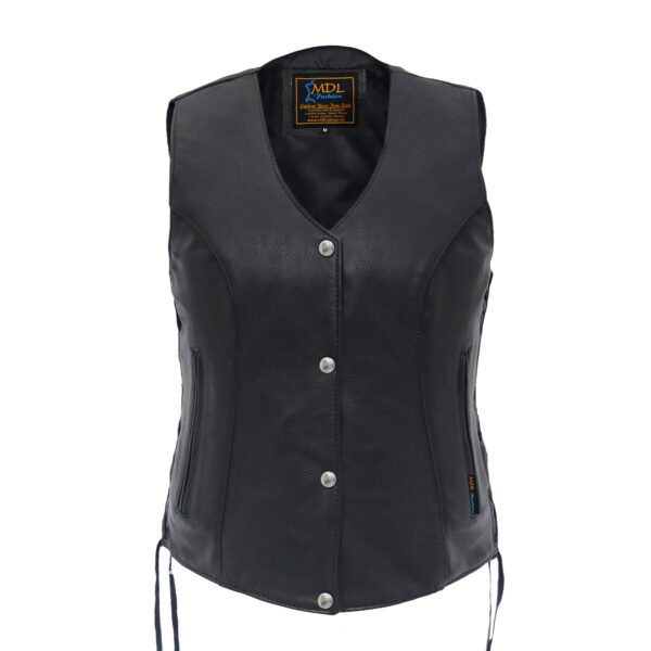 Women's Leather Vest Motorcycle Side Laced Vest #W3