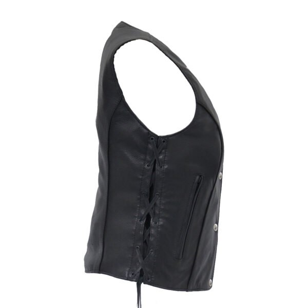 Women's Leather Vest Motorcycle Side Laced Vest #W3
