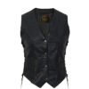 Women's Leather Vest Motorcycle Side Laced Vest #W4