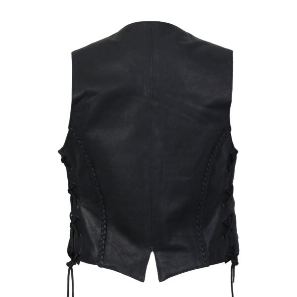 Women's Leather Vest Motorcycle Side Laced Vest #W4