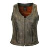 Women Distress Brown Leather Vest