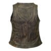 Women's Vintage Distressed Brown Cowhide Leather Motorcycle Vest #W5
