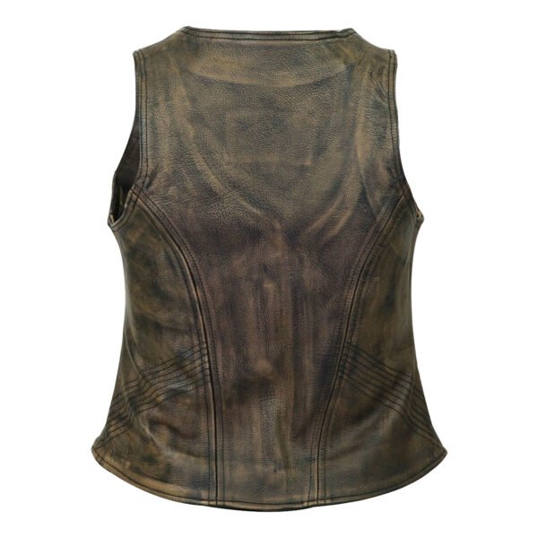 Women's Vintage Distressed Brown Cowhide Leather Motorcycle Vest #W5