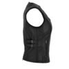 Women's Black Leather Motorcycle Zipper Buckled Vest #W6