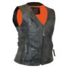 Women's Vintage Distressed Gray Cowhide Leather Motorcycle Vest #W7