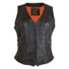 Women-Leather-Vest-W8 Women's Vintage Distressed Brown Cowhide Leather Motorcycle Vest #W8