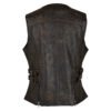Women-Leather-Vest-W8a Women's Vintage Distressed Brown Cowhide Leather Motorcycle Vest #W8