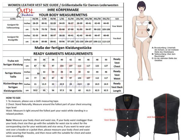 Women's Leather Vest Motorcycle Side Laced Vest #W4