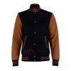 MDL FASHION Women Varsity Jacket Black Brown