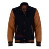 MDL FASHION Women Varsity Jacket Black Brown
