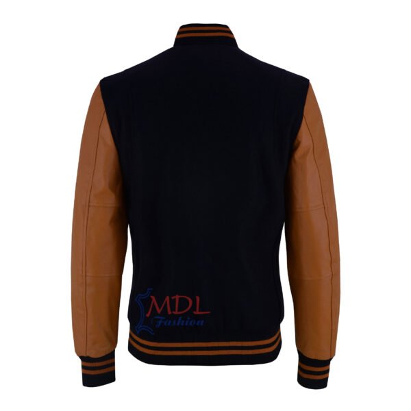 MDL FASHION Women Varsity Jacket Black Brown