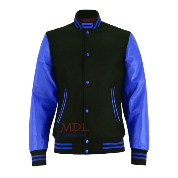 MDL FASHION Women Varsity Jacket Black Blue