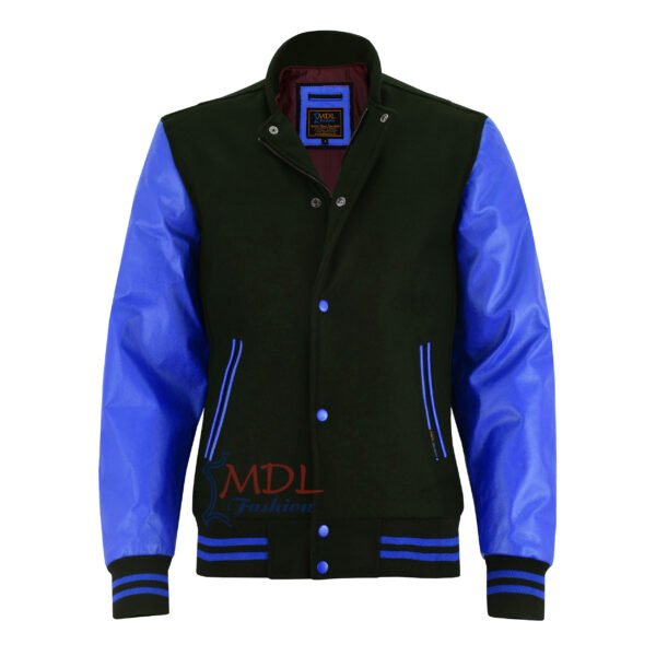 MDL FASHION Women Varsity Jacket Black Blue