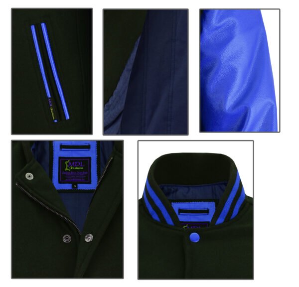 MDL FASHION Women Varsity Jacket Black Blue