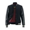 MDL FASHION Women Varsity Jacket Black Cream