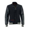 MDL FASHION Women Varsity Jacket Black Cream