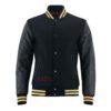 MDL FASHION Women Varsity Jacket Black Gold
