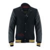 MDL FASHION Women Varsity Jacket Black Gold