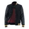 MDL FASHION Women Varsity Jacket Black Gold