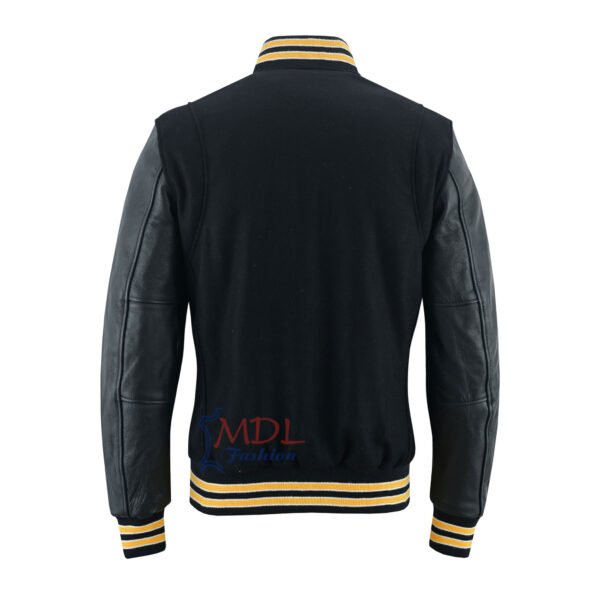 MDL FASHION Women Varsity Jacket Black Gold