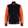 MDL FASHION Women Varsity Jacket Black Orange