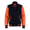 MDL FASHION Women Varsity Jacket Black Orange